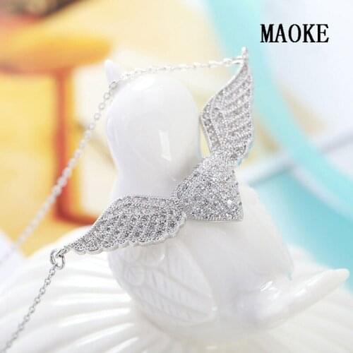 Promotional S925 Sterling SV Necklace Fashion Heart Angel Wing Pendant Fashion Jewelry for Womens Fashion Gifts