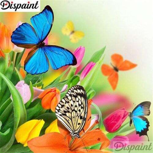 Dispaint Full Square/Round Drill 5D DIY Diamond Painting "Flower butterfly" Embroidery Cross Stitch 3D Home Decor A11282