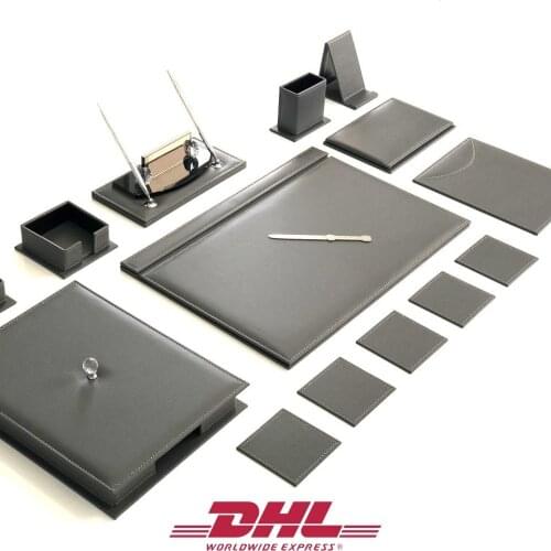 Office Desk Leather Mat Set Handcrafted Luxury Organizer Accessories Best Quality Anthracite Office Supplies, Office Destop Set