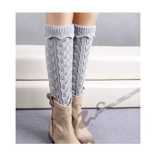 2016 NEW Women solid Knitted leg warmers Boot Cuffs Toppers Boot Socks Crochet booty Gaiters 8colors 24pairs/lot #3879