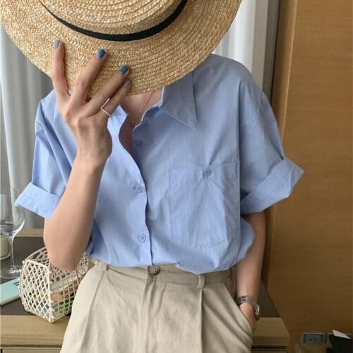 New 2021 Summer Autumn Womens Blouses Fashionable Elegant Vintage Korean Wild Minimalist Style Pink Shirts Lady Tops BL9287