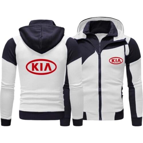 2021NEW Spring Autumn Fashion Long Sleeve Cardigan Double Zipper Jacket for KIA Zipper Hoodie Men Pullover Sweatshirts