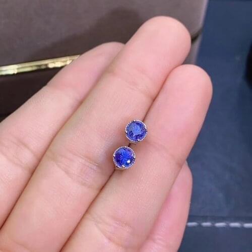 New Coming Natural and Real Tanzanite Earrings 925 Sterling Silver Premium Charm Jewelry Beauty Wedding Party Earrings