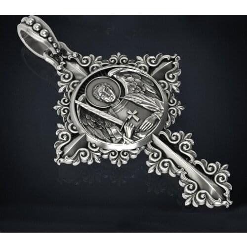 New Cross With Patterns Archangel Michael Pendant Necklace Saint St. Michael Archangel Shield Prayer Medal Jewelry 12pcs