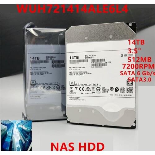 New HDD For WD Brand 14TB 3.5" SATA 6 Gb/s 512MB 7200RPM For Internal HDD For Enterprise Class HDD For WUH721414ALE6L4