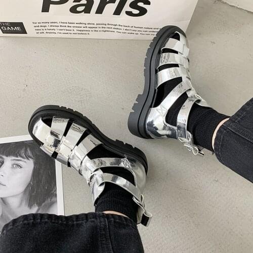 Summer Women Sandals Gladiator Ladies Hollow Out Platform Thick Heels Sandals High Heels Women Soft Leather Fashion Sandals