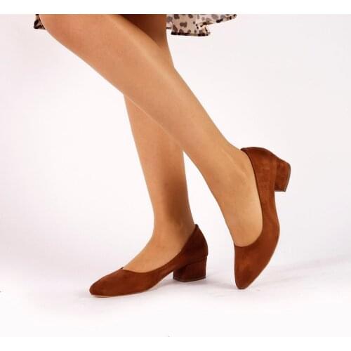 Sandra Women Pumps Shoes Tan Suede Shallow Slip-On Solid Round Toe High Heels Wedding Party 2021 Fashion Dress shoes