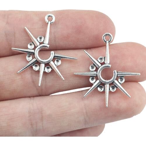 Newest 12Pieces 27*30mm Antique Silver Plated Fashion Steampunk Stars Charms Necklace Earrings Pendant For DIY Jewelry Handcraft