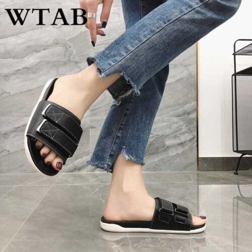 WTAB new hook women slippers 2019 casual anti-skid shoes pu summer slides female pantuflas beach tong femme lady slippers mujer