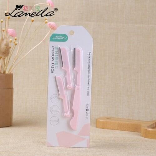 Foldable Eyebrow Knife PP Material 3 PCs Eyebrow Scraper Send Stainless Steel Blades 2 A0815