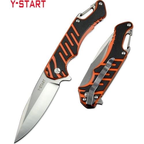 Y-START Woodpecker LK5020 Flipper Folding Knives 440C Blade G10 Handle Hunting Sharp Cutting Pocket Knife with Clip Outdoor Gear