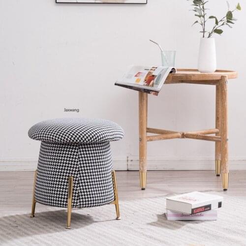 Houndstooth Living Room Stool Home Furniture Luxury Design Makeup Pouf Dressing Ottoman Mushroom Sofa Stool Shoe Changing Stools