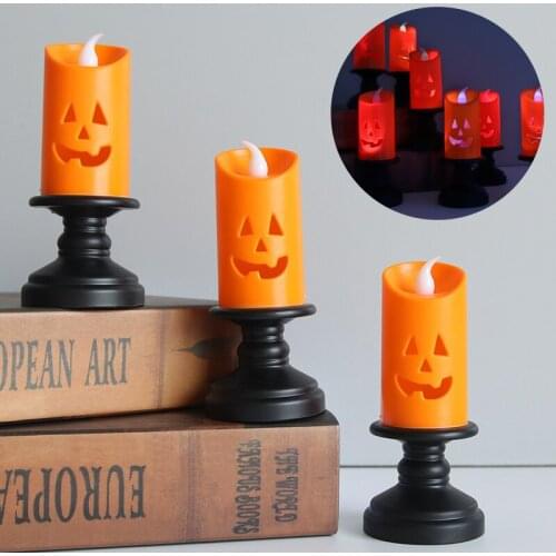 Halloween Candle Light LED Colorful Candlestick Table Top Decoration Pumpkin Party Happy Halloween Party Decor For Home 2021