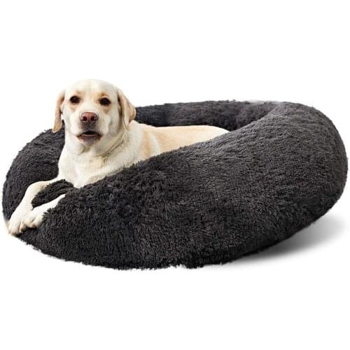 Spring Blossoms Fluffy Calming Dog Bed Long Plush Donut Pet Bed Hondenmand Round Orthopedic Lounger Sleeping Bag Kennel Cat Pupp