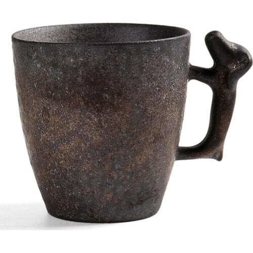 Vintage Kiln Tea Cup With Handle Japanese Ceramic Cup Teaware Drinkware Retro Small Tea Bowl For Home Decor