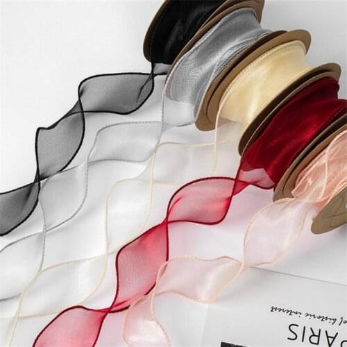 4CM Wave Organza Ribbon Wired Edges for Bow Material Floral & Craft Decoration Party Handwork DIY Gift Wrapping 10 Yards Roll