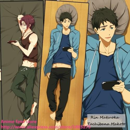 Japanese Anime Free! Iwatobi Swim Club Tachibana Makoto&Rin Matsuoka BL Pillowcase Pillow Case Cover decorative Hugging Body