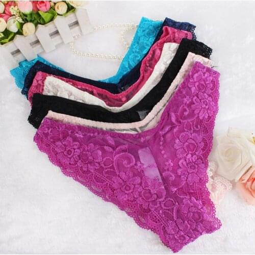 Fashion Transparent Lace Briefs Women Sexy Hollow Out Flounces Bowknot Underwear See Through Panties Lolita Lingerie Vs Pink