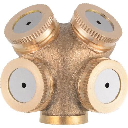 Female Brass Spray Misting Fog Nozzle 4 Holes Garden Sprayer Nozzle Garden Sprinklers Irrigation Watering Nozzles