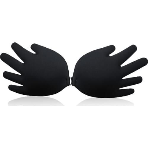 Hand Shape Women Invisible Bras A-D Cup Push Up Strapless Front Closure Silicone Gather Bra Sticky Brassiere For Bridal Dress