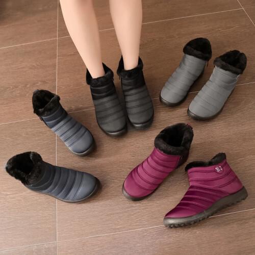 Snow Boots Plush Warm Ankle Boots For Women Winter Boots Waterproof Women Boots Female Winter Shoes Zip Booties Plus Size 43