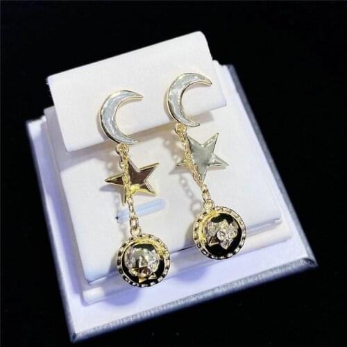 5pair/lot Fashion cz earring,star/moon shape plated copper earring,new design love theme earring cheap wholesale