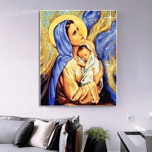 5d round square diamond embroidery Virgin Mary and baby Jesus pattern cross stitch kits mosaic diamond painting rhinestone Decor