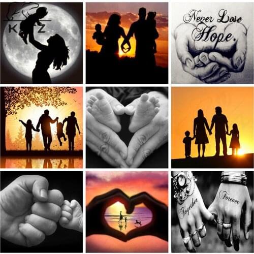 Parent-Child Diamond Painting Sunset Family Embroidery Cross Warm Family Portrait Diy Mosaic Gift Cross Stitch Home Decoration