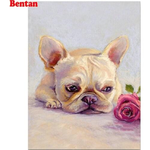 French bulldog Diamond Painting Full Square round Diamond pictures 5D DIY Embroidery Cross Stitch Animal Mosaic Diamond mazayka