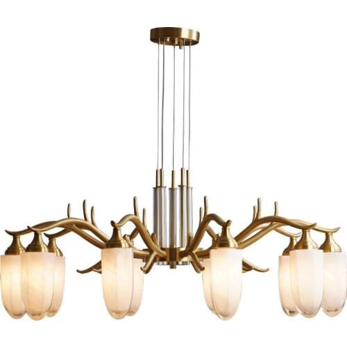 American copper chandelier crystal glass atmosphere living room lamp Nordic simple bedroom dining room lamp