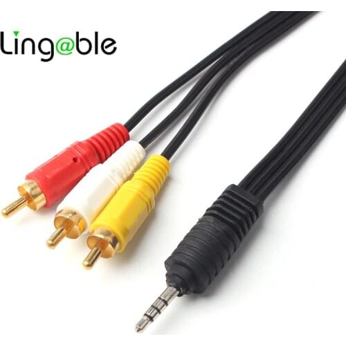 Lingable 3.5-3RCA Cable 3.5mm Jack Male to 3 RCA Male Cable Audio Stereo AUX AV Audio Video Converter Cord for Android TV Box CD