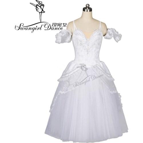 White swan lake romantic ballet tutu dress girls Giselle ballerina dress women gold ballet costume adult BT8902