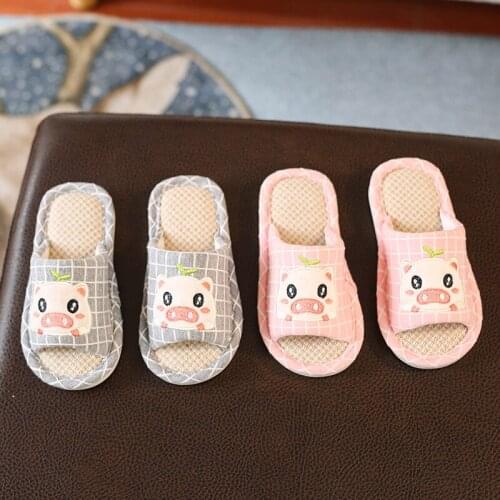 Bibihou Fall Winter Kids Slippers Carton Lattice Cute Size for 23-37 Warm Anti-Slippery Children Soft Bottom Flat Shoes Indoor