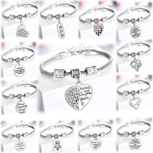 Love Heart Bracelet For Women Men Sister Mother Father Grandma Gifts Charm Bracelet Teacher Jewelry Family Mom Best Friends Gift