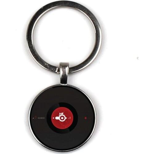 Record keychain music disc key chain dads gift private small gift cabochon glass keychain