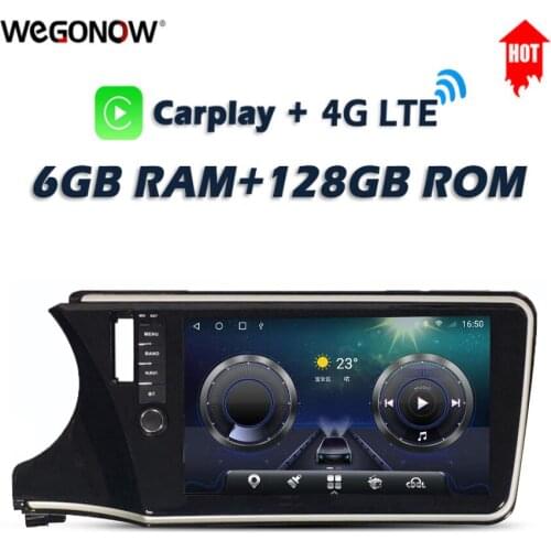 Carplay DSP Android 10.0 6G + 128G 4G LTE IPS Car DVD Player GPS WIFI Bluetooth 5.0 RDS Radio For Honda CITY Left Hand 2014-2019