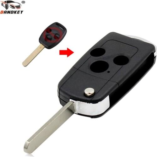 DANDKEY 3 Buttons Modified Blade Folding Car Key Shell Flip Remote Car Key Case For Honda Accord Fit Car Key Cover