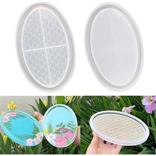 Mermaid Scale Tray Mold Oval Rolling Tray Mold for Resin Jewelry Tray Resin Craft Molds Casting Supplies Home Decor