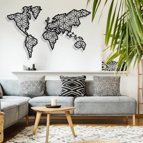 Mignatis Decorations | World Map Flower of Life Wall Decor, 39,4x24,4 inches, Wall Art, home-Office Decor, Room Decor