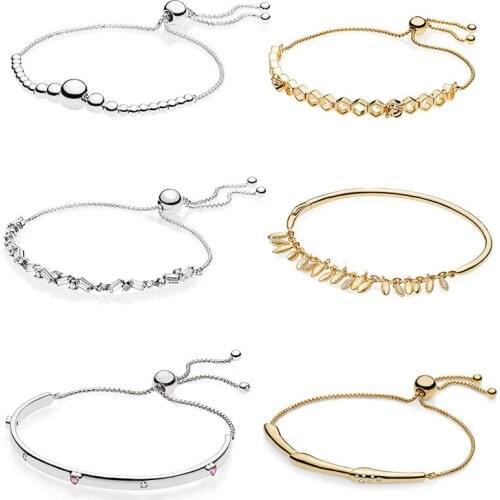 Classic Silver 925 Fashion Cod, Flower Stem Sliding, Glacier Beauty Bracelet Diy Original Female Jewelry Engagement Best Gift