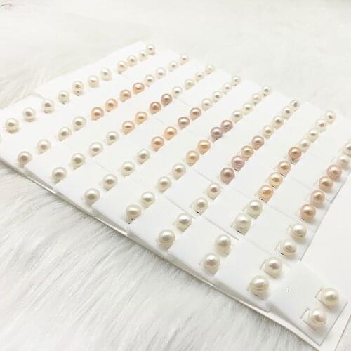 Fashion Simple Charm Pearl Earrings Spherical Natural Stone Earrings for Women White Pink Color for Girls Gifts Wholesale Price