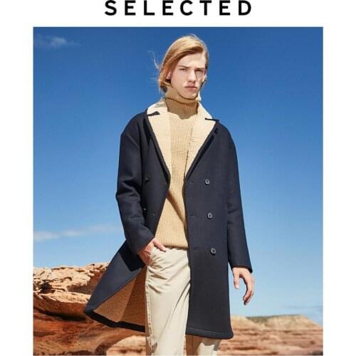 SELECTED Mens Sheep Wool Coat Long Blend Lapel Overcoat Winter Jacket S | 419327510