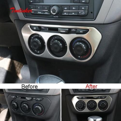Tonlinker Interior Air knob panel Cover stickers for Citroen C-Elysee/Peugeot 301 2014-19 Car styling 1 PCS ABS/Metal Stickers