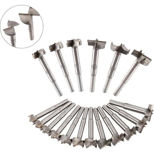 18pcs 15-40mm Forstner tips Woodworking tools Hole Saw Cutter Hinge Boring drill bits Round Shank Tungsten Carbide Cutter