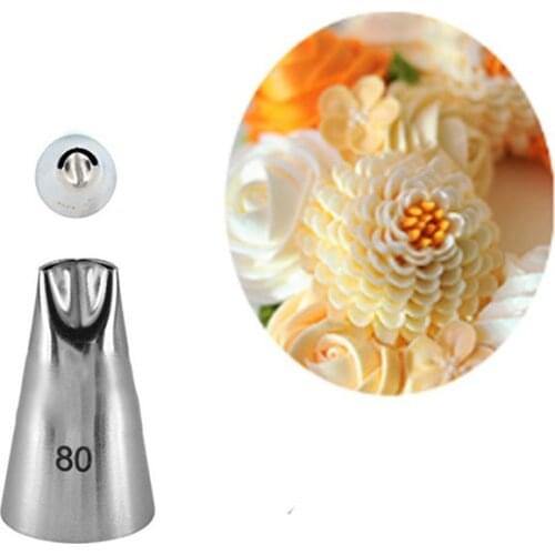 #80 Chrysanthemum Nozzles For Cakes Fondant Decorating Stainless Steel Pastry Icing Piping Tips Bakeware Kitchen Baking Tools