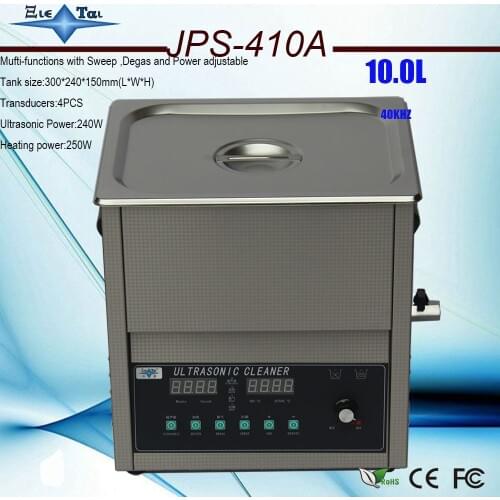 Newest hot sale ultrasonic cleaner JPS-410A 10L 220v/110V Mufti-functions with Sweep ,Degas and Power adjustable