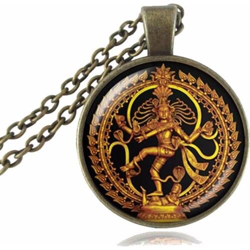 Gold Buddha shattered dance necklace Shiva crystal pendants God Hindu jewelry spirit Buddhist amulets