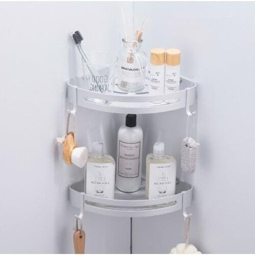 Bathroom Shower Caddy Shelf Triangle Wall Mounted Space Aluminum Self Adhesive No Damage etagere bain murale