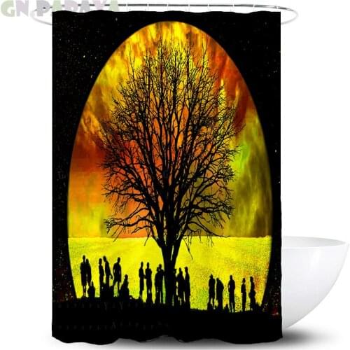 Psychedelic forest Bath Curtains Waterproof Polyester Moon night hippy art Shower Curtains Screen with Hooks farmhouse decor