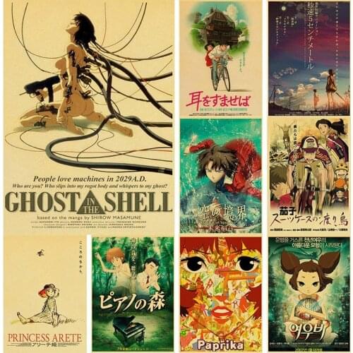 Retro Kraft Paper of Japanese Classic Anime Movie Poster Paprika Arete Princess for Kids Room Bar Art Wall Decoration Stickers